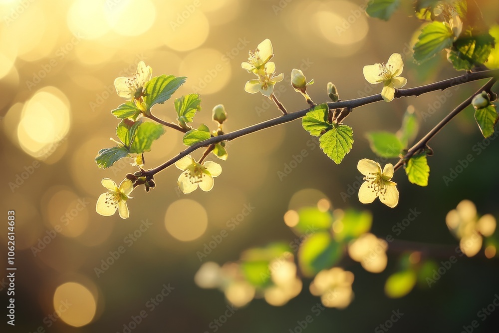 Soft Golden Hour Light Illuminating a Flowering Branch Soft Golden Hour Light Illuminating a Flowering Branch
