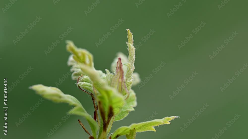 Young oak leaf budding in springtime. Close-up of a tender young oak leaf sprouting, with fine details against a soft green background, symbolizing new growth and nature.
Young oak leaf budding in springtime. Close-up of a tender young oak leaf sprouting, with fine details against a soft green background, symbolizing new growth and nature.