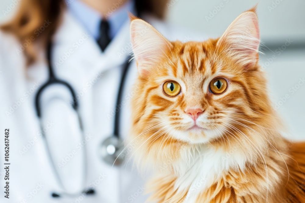 Ginger Cat with Veterinarian in Consultation Room Ginger Cat with Veterinarian in Consultation Room