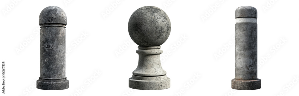 PNG Decorative Stone Pillars and Sphere for Garden Design. Isolated on transparent background PNG Decorative Stone Pillars and Sphere for Garden Design. Isolated on transparent background