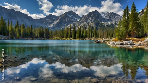 Alpine Lake with Majestic Peaks