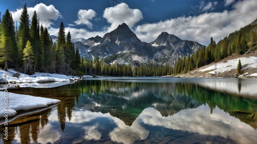 Alpine Lake with Majestic Peaks