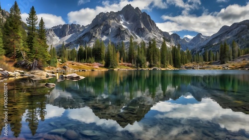 Alpine Lake with Majestic Peaks