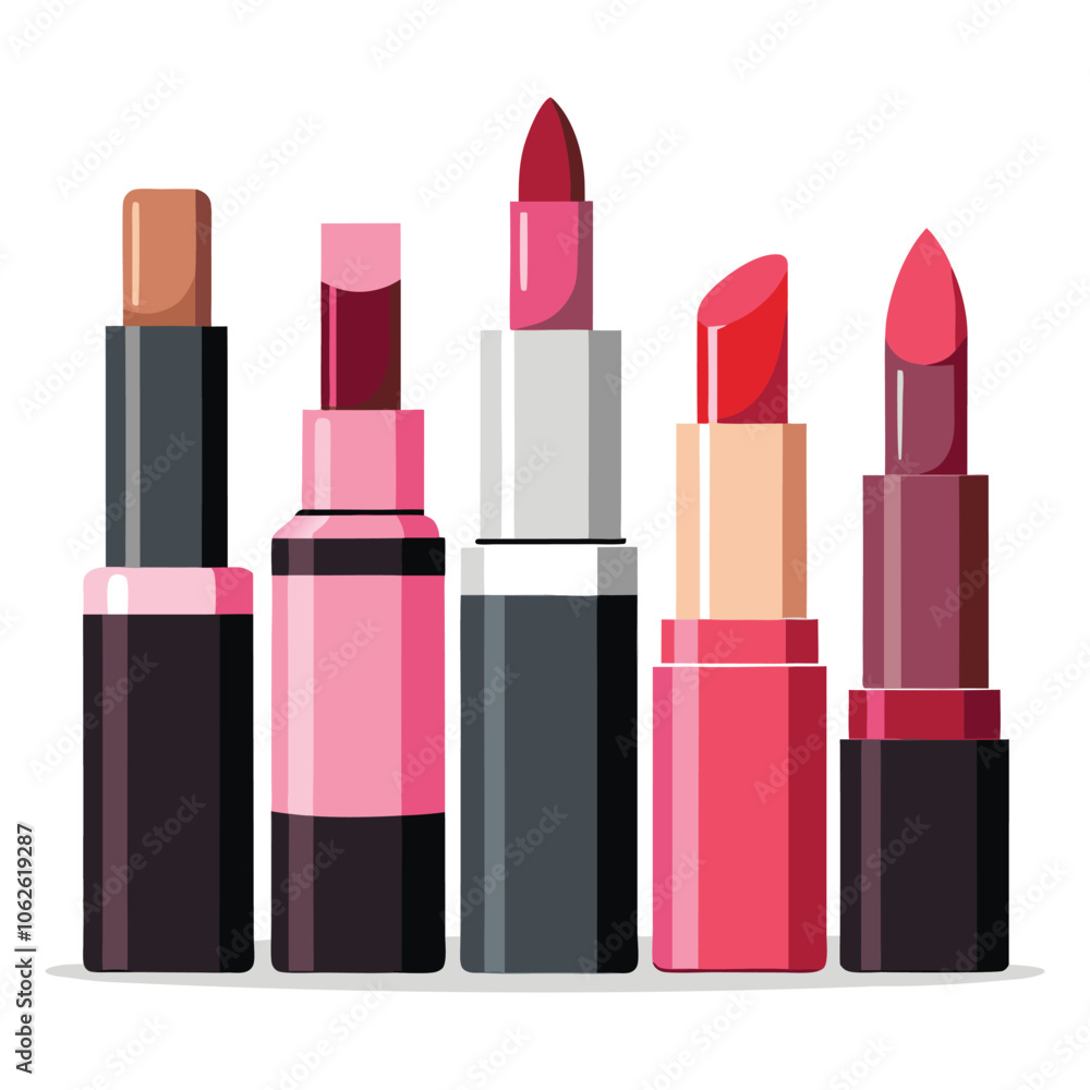 vector collection of lipsticks on white background vector collection of lipsticks on white background