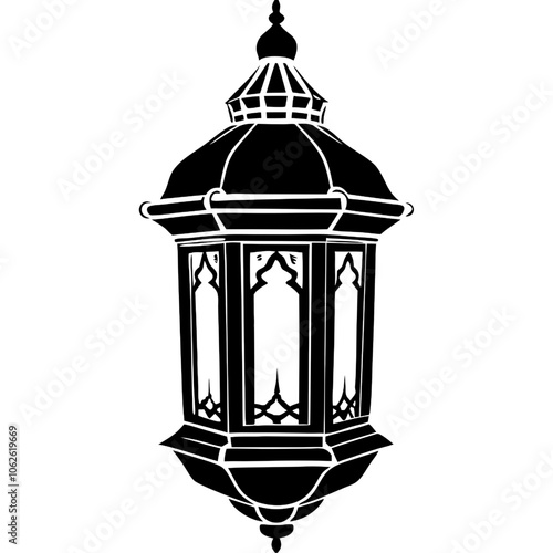 Elegant Moroccan Lantern: A detailed silhouette of a traditional Moroccan lantern, perfect for adding an exotic touch to your designs.