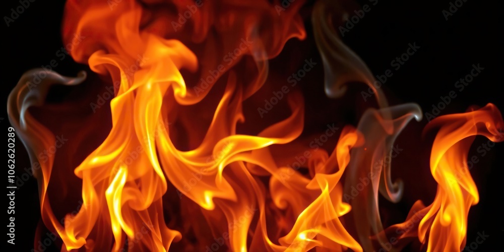Abstract image of vibrant flames of fire dancing on a dark black background, vibrant, abstract, flames Abstract image of vibrant flames of fire dancing on a dark black background, vibrant, abstract, flames