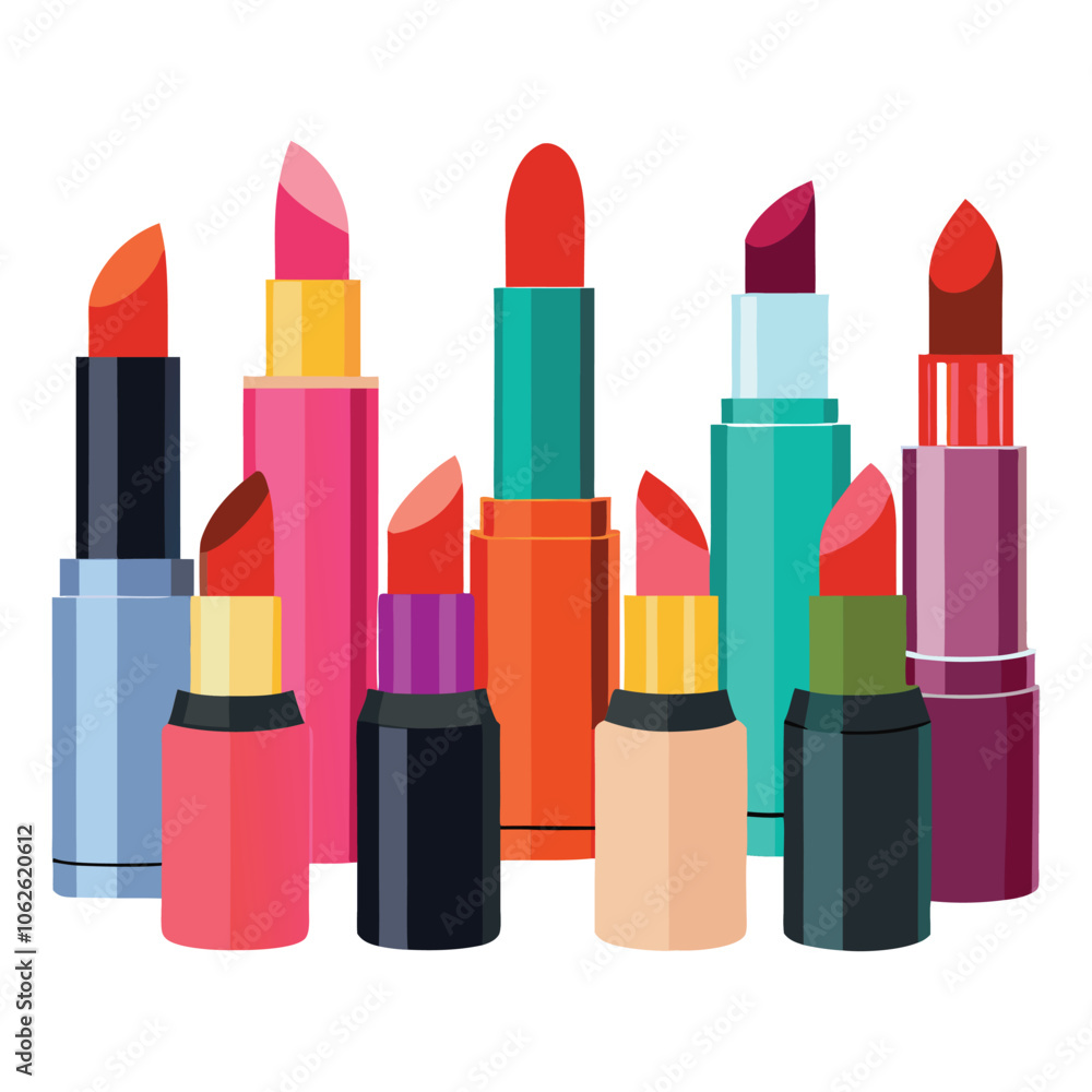 vector collection of lipsticks on white background vector collection of lipsticks on white background
