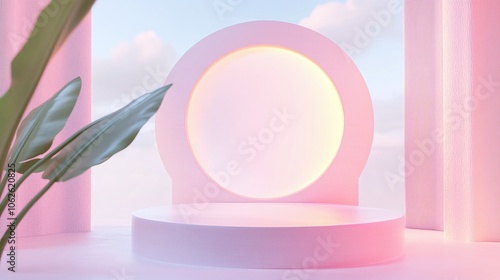 Pink product display round table
