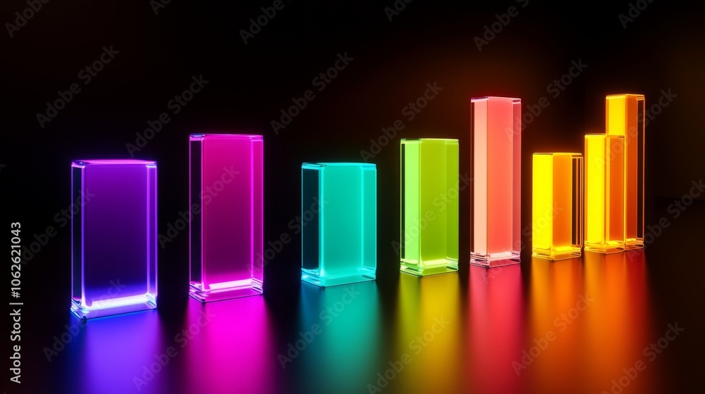 Colorful 3D Bar Graph with Glowing Edges Colorful 3D Bar Graph with Glowing Edges