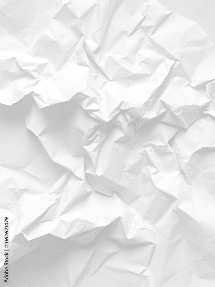 A crumpled white paper with soft folds and wrinkles, representing creativity, brainstorming, and ideas, paper, minimalist, mockup A crumpled white paper with soft folds and wrinkles, representing creativity, brainstorming, and ideas, paper, minimalist, mockup