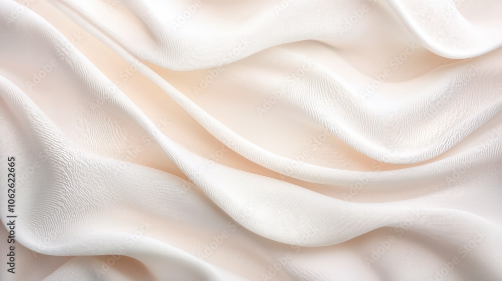 Obraz premium Soft and elegant silky fabric draping gracefully with delicate waves and gentle hues, perfect for backgrounds and textile designs.