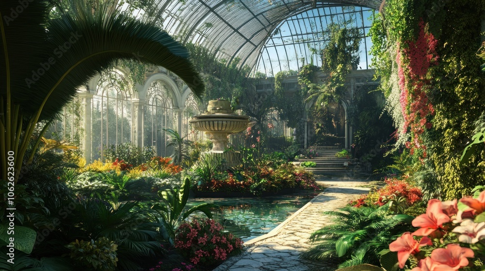 Obraz premium A beautiful botanical garden with diverse plants and flowers