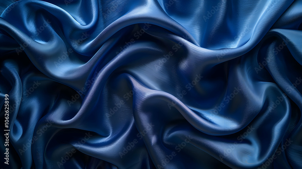 Obraz premium Abstract Blue Silk Fabric Draped Background