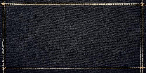 Black denim texture with realistic stitching detail, perfect for fashion design projects or backgrounds, background, realistic, projects