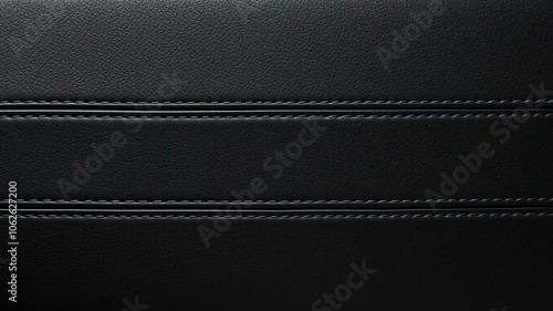 Black horizontal stitched leather background with intricate seam detail, leather, elegant, luxury