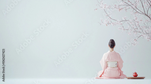 Serene Spring: A woman in a...