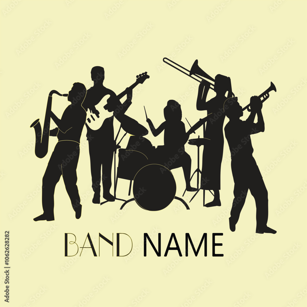 Obraz na plátně group band silhouette design. music concert vector illustration.