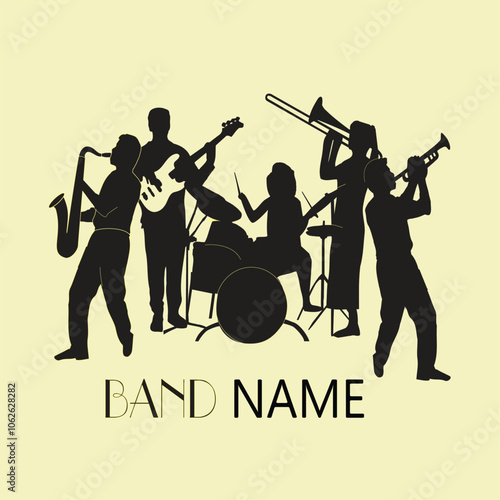 group band silhouette design. music concert vector illustration.