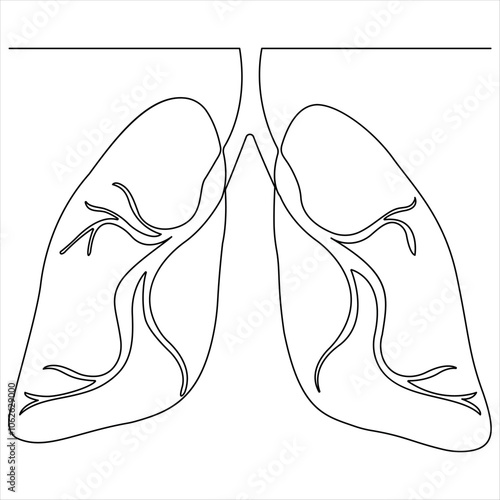 Continuous single line drawing of anatomical human lungs organ medical internal anatomy concept one line design vector illustration