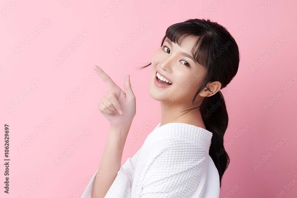 Beautiful young asian woman with clean fresh skin on pink background, Face care, Facial treatment, Cosmetology, beauty and spa, Asian women portrait. Beautiful young asian woman with clean fresh skin on pink background, Face care, Facial treatment, Cosmetology, beauty and spa, Asian women portrait.
