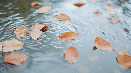 Autumn Leaves in Still Wate...