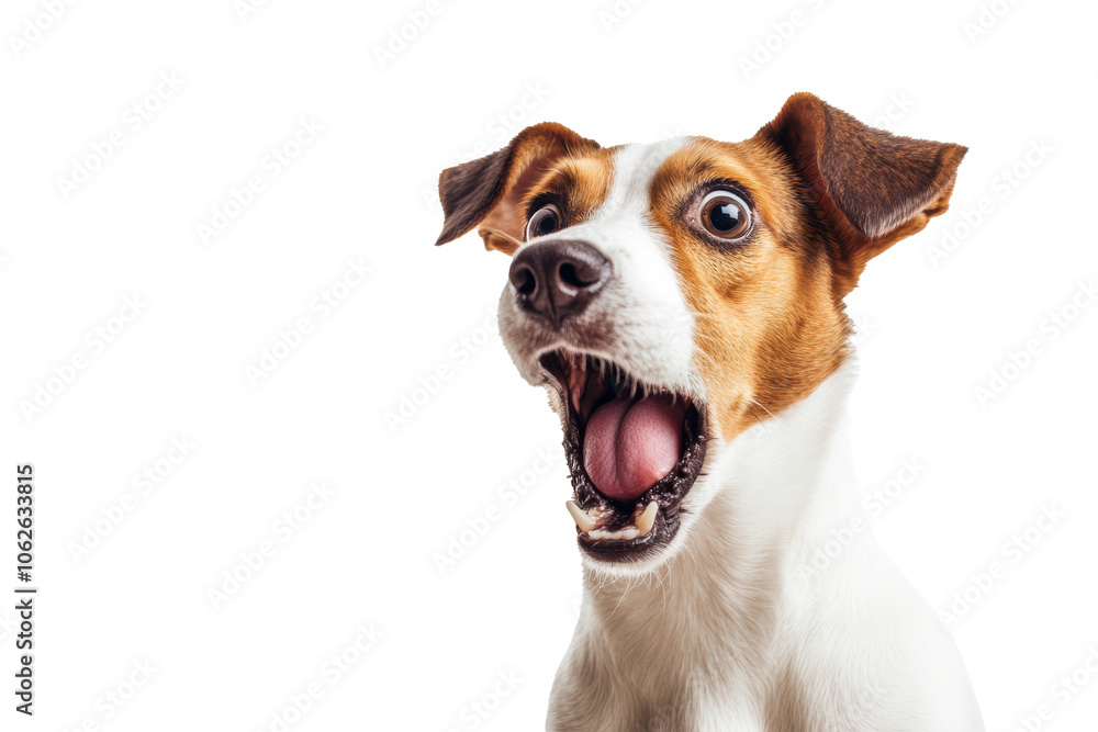 Dog with surprised shock expression Dog with surprised shock expression