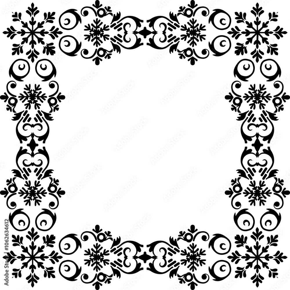 Decorative snowflakes ornament frame border Decorative snowflakes ornament frame border