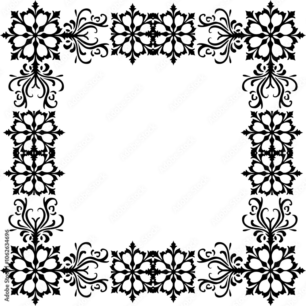 Decorative snowflakes ornament frame border Decorative snowflakes ornament frame border