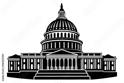 Washington Capitol building skyline silhouette vector illustration