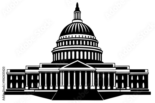 Washington Capitol building skyline silhouette vector illustration