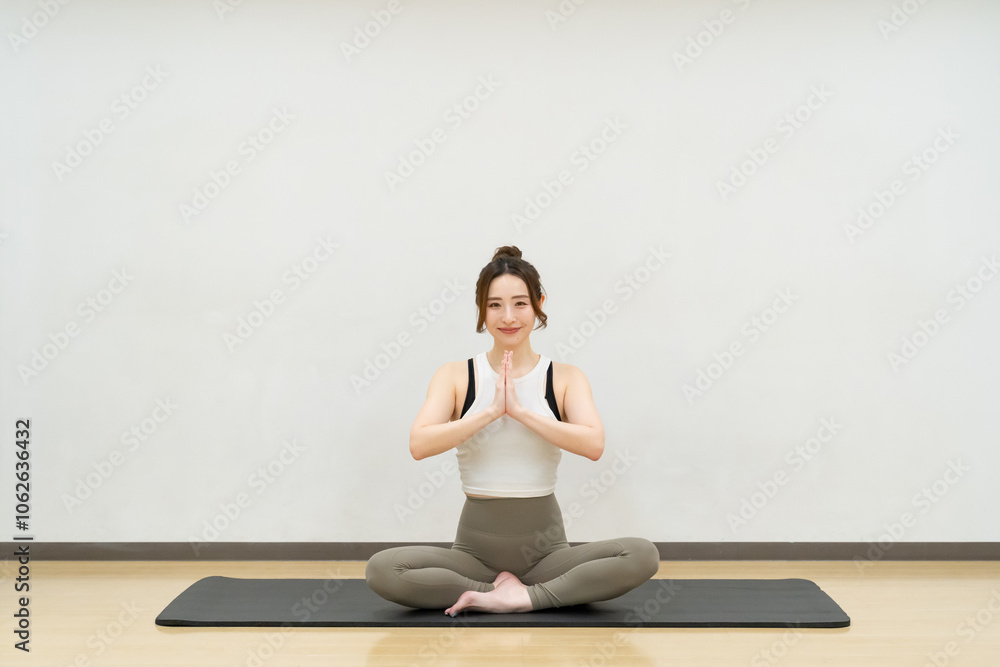 young asian beauty woman doing yoga at studio young asian beauty woman doing yoga at studio