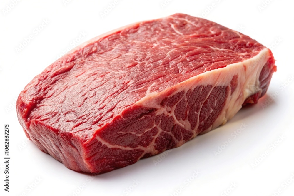 Wide-Angle Picanha raw Beef or Sirloin cap on white Background Rump cap Beef isolate on white with clipping path Wide-Angle Picanha raw Beef or Sirloin cap on white Background Rump cap Beef isolate on white with clipping path