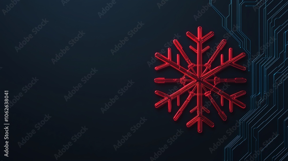 Red snowflake design on a dark digital background. Red snowflake design on a dark digital background.