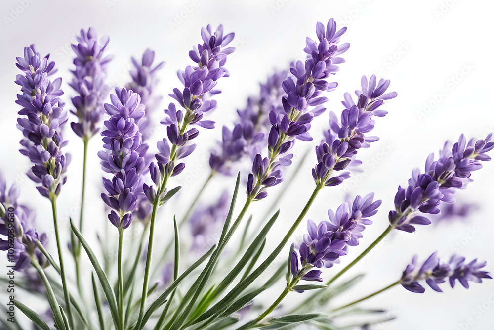 Obraz premium lavender flowers isolated on white background, bunch of lavender, bouquet of lilac
