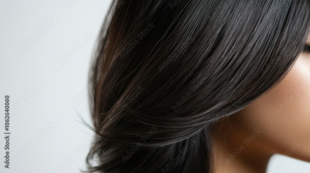 Women wig in contemporary style, isolated on white, sleek layers with a smooth, refined look Women wig in contemporary style, isolated on white, sleek layers with a smooth, refined look