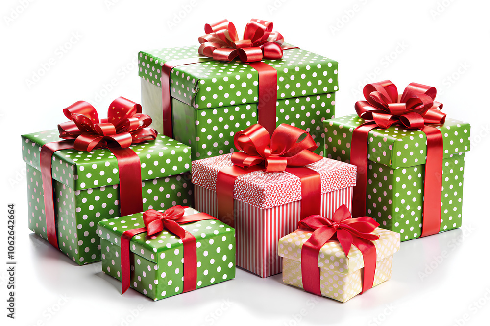 Obraz premium Christmas gift boxes isolated on white 