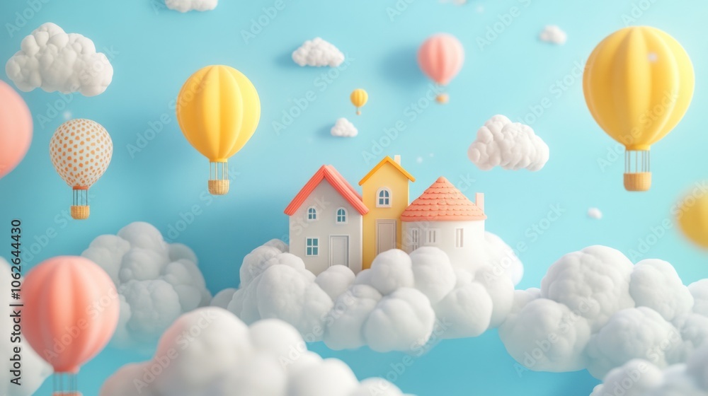 Whimsical Houses Floating in the Clouds Whimsical Houses Floating in the Clouds