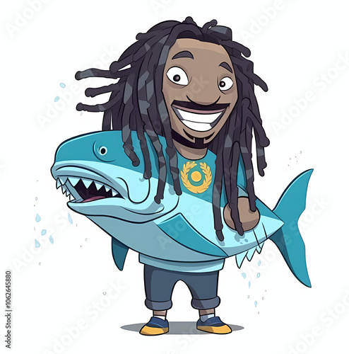 Man holding shark