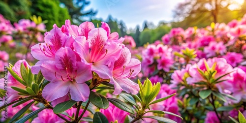 Wide-Angle Rhododendron spp and Azalea flowers in various colors