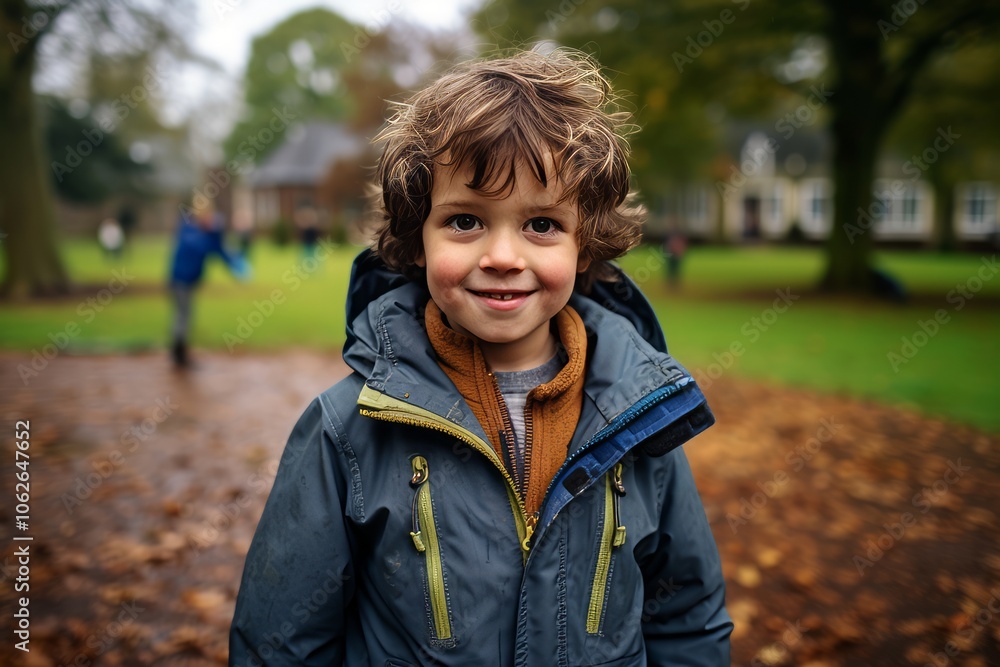 Portrait of a cute little boy in the park on an autumn day Portrait of a cute little boy in the park on an autumn day