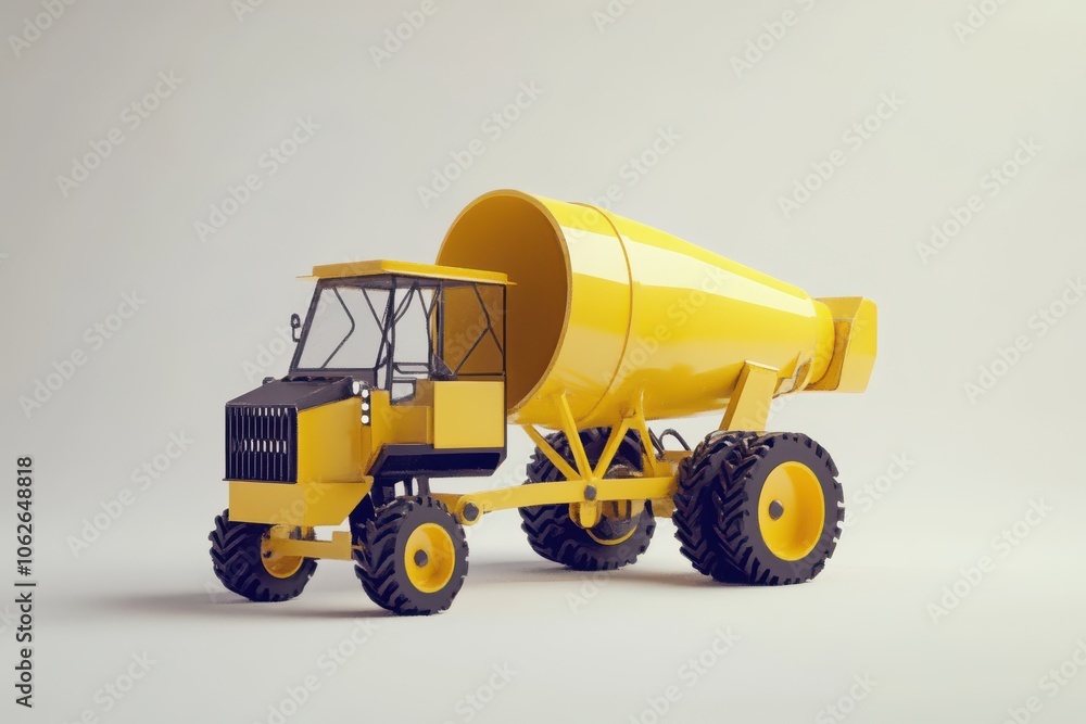 Yellow Construction Mixer Truck on Neutral Background Yellow Construction Mixer Truck on Neutral Background