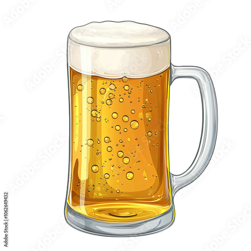 Frothy Beer Mug with Golden Liquid and Rich Foam Texture photo