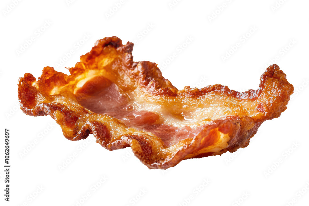 Single fried crispy bacon slice Single fried crispy bacon slice