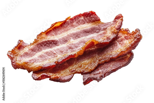 Single fried crispy bacon slice 