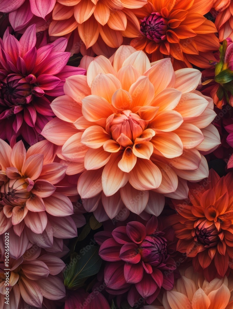 A Vibrant Bouquet of Pink and Orange Dahlias A Vibrant Bouquet of Pink and Orange Dahlias