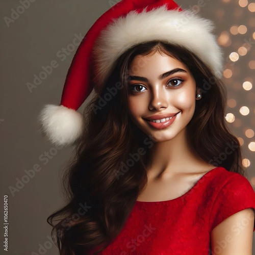 girl in santa claus hat