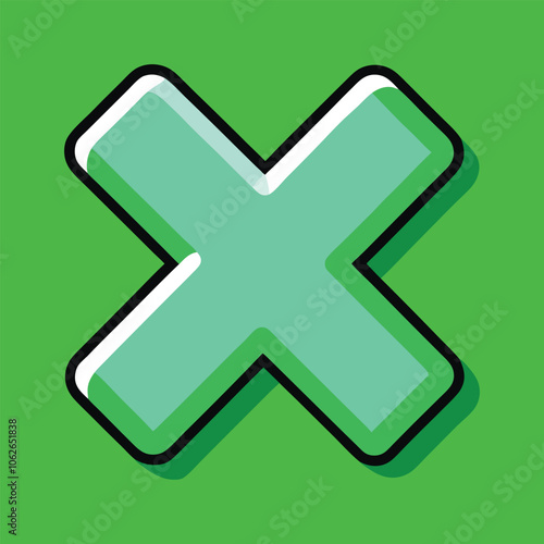 vector cross mark sign on green background