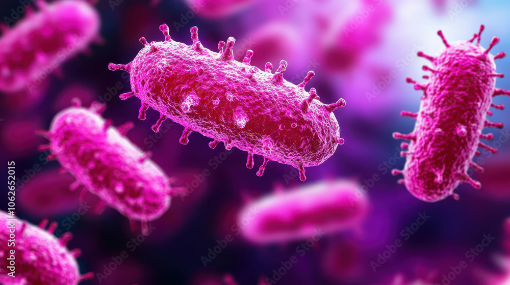 Dynamic view of glowing acute bacteria in vibrant colors Dynamic view of glowing acute bacteria in vibrant colors