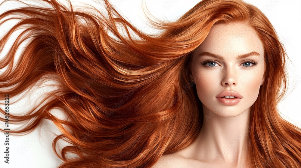 Glamorous Woman with Wavy Copper Hair Glamorous Woman with Wavy Copper Hair