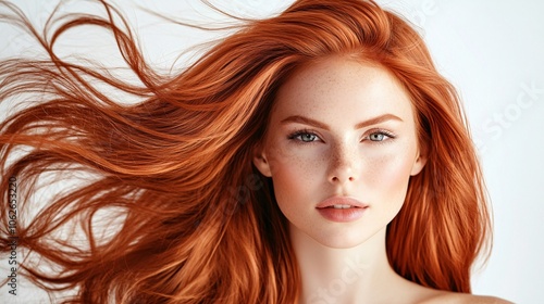 Glamorous Woman with Wavy Copper Hair